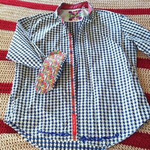 Robert Graham Houndstooth Style Embroidered Dress Shirt